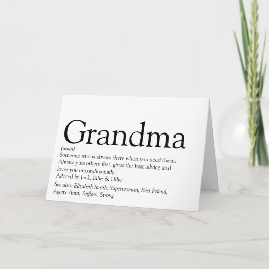 Beste Oma Ooit Oma Definitie Kaart (Voorkant)