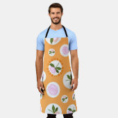 Beste oma ooit Oranje roze bloemenpatroon Schort (Gedragen)