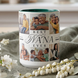 Beste oma ooit Persoonlijke 8 foto collage cadeau Tweekleurige Koffiemok