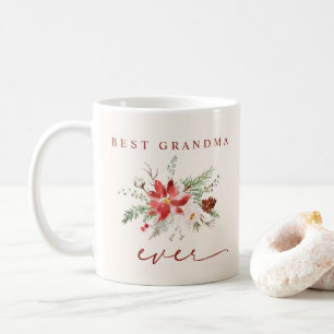 Beste oma ooit Poinsettia Groene Kerst Koffiemok