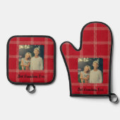 Beste oma ooit Red Gingham Custom Photo Ovenwant & Pannenlap Set (Voorkant)