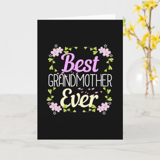 Beste oma ooit - Roze bloemen Kaart (Gele Bloem)