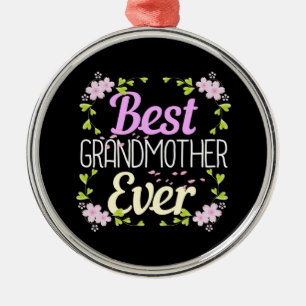 Beste oma ooit - Roze Floral Metalen Ornament