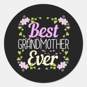 Beste oma ooit - Roze Floral Ronde Sticker