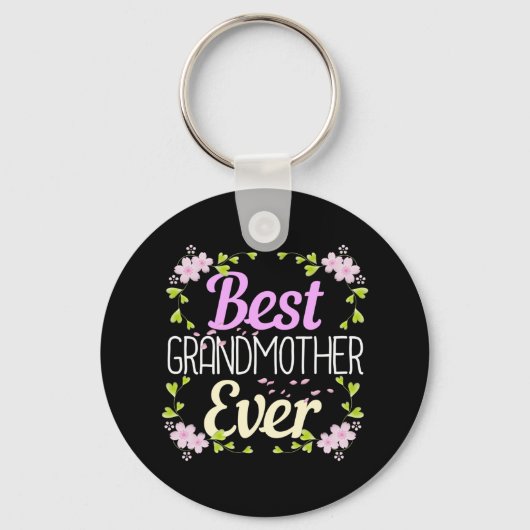Beste oma ooit - Roze Floral Sleutelhanger (Voorkant)