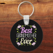 Beste oma ooit - Roze Floral Sleutelhanger (Voorkant)