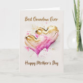 Beste oma ooit roze gouden harten Moederdag Feestdagen Kaart (Voorkant)