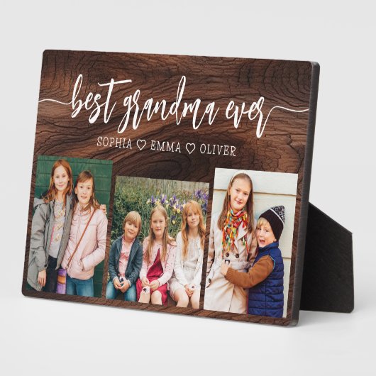 Beste oma ooit - Rustic Wood Fotocollage Fotoplaat (Zijkant)