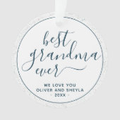 Beste oma ooit Script Foto op achterkant Aandenken Ornament (voorkant)