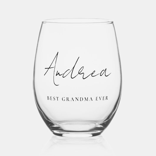 Beste oma ooit script monogram wijnglas zonder voet (Voorkant)