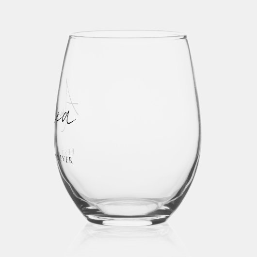 Beste oma ooit script monogram wijnglas zonder voet (Links)