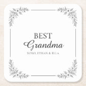 Beste oma ooit stijlvolle zwart-witte bloem kartonnen onderzetters (Voorkant)