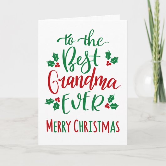 Beste oma ooit Vrolijke Kerstmis Typografie Kaart (Voorkant)