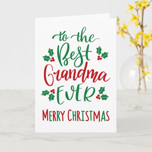 Beste oma ooit Vrolijke Kerstmis Typografie Kaart (Gele Bloem)