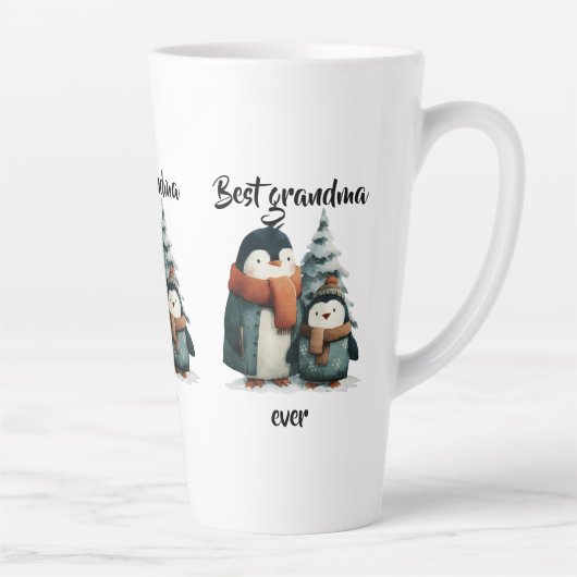 Beste oma ooit Winterpinguïns Latte Mok (Rechts)