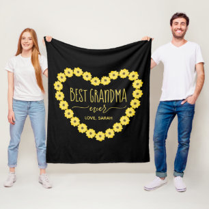 Beste oma ooit zonnebloemhart gepersonaliseerd fleece deken