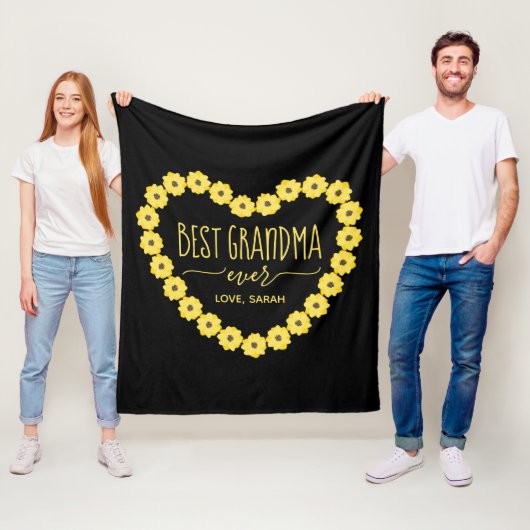 Beste oma ooit zonnebloemhart gepersonaliseerd  fleece deken (In situ)