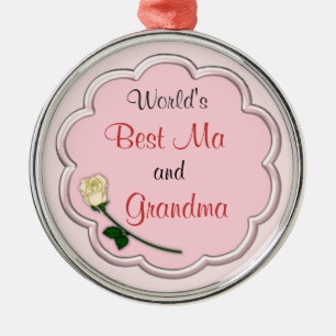 Beste oma-ornament ter wereld metalen ornament
