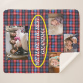 Beste Oma Rood Blauw Zwart Plaid 4 foto's Sherpa Deken (Voorkant (horizontaal))