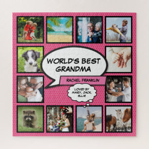 Beste oma ter wereld 12 foto collage leuk roze legpuzzel