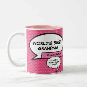 Beste Oma Ter Wereld Cool Fun Grafisch Roman Roze Tweekleurige Koffiemok