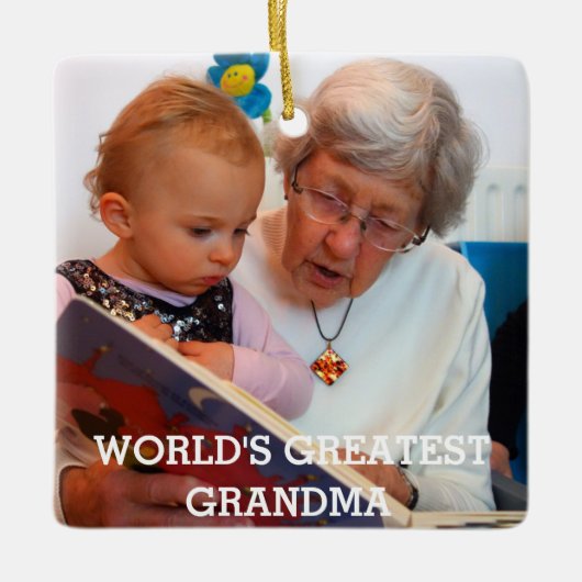 Beste oma ter wereld Foto Maak je eigen Keramisch Ornament (Voorkant)