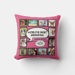 Beste Oma Ter Wereld Fun Roze Foto Kussen