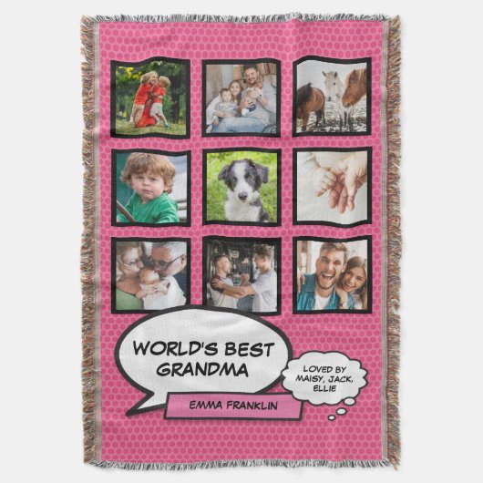 Beste oma ter wereld Leuke Roze Foto Collage Deken (Voorkant Verticaal)