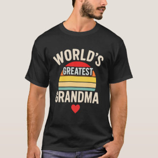 Beste Oma Ter Wereld Retro Zonsondergang Hart T-shirt
