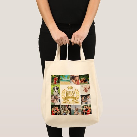 Beste oma van de wereld 12 foto collage tote bag (Voorkant (product))