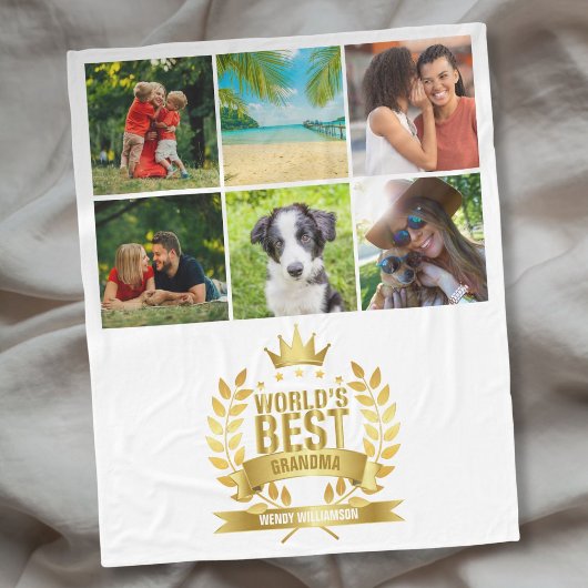 Beste oma van de wereld 6 foto collage fleece deken
