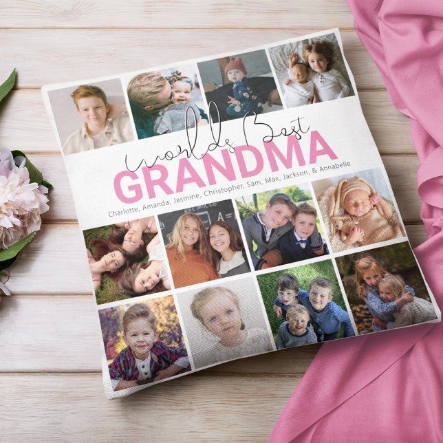 Beste oma van de wereld | Fotocollage Kussen (Creator heeft geüpload)