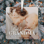Beste oma van de wereld sinds 20XX eenvoudige foto Metalen Ornament<br><div class="desc">Dit eenvoudige en moderne ontwerp bestaat uit serif en cursieve typografie en voegt een douanefoto toe</div>