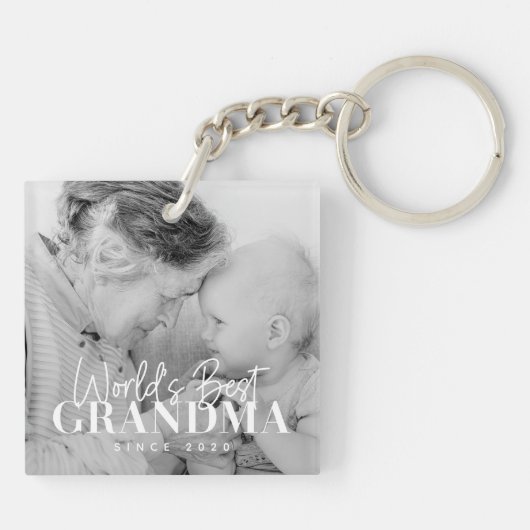 Beste oma van de wereld sinds 20XX eenvoudige foto Sleutelhanger (Achterkant)
