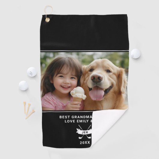 Beste oma van Par Funny Fun Golfer Custom Photo Golfhanddoek (Insitu)