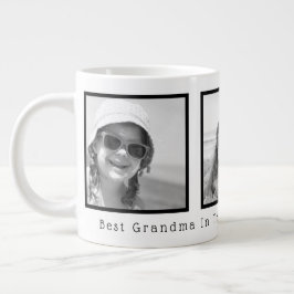 Beste oma zwart en wit zwart frame 3 foto's grote koffiekop