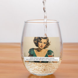 Beste onuitgesproken grappige retro 50s gezegde wijnglas zonder voet