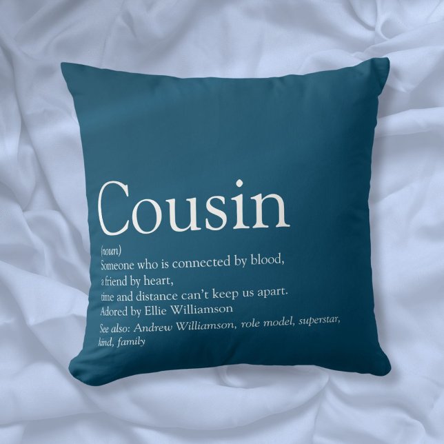 Beste Ooit Neef Definitie Blauwe Pret Kussen (Best Ever Cousin Definition Blue Fun Throw Pillow)