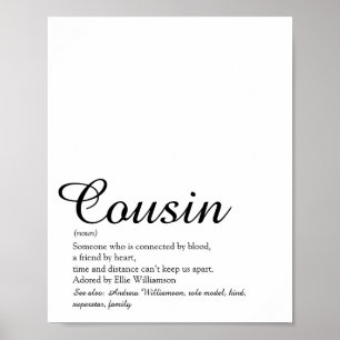 Beste Ooit Neef Definitie Script Zwart en Wit Poster