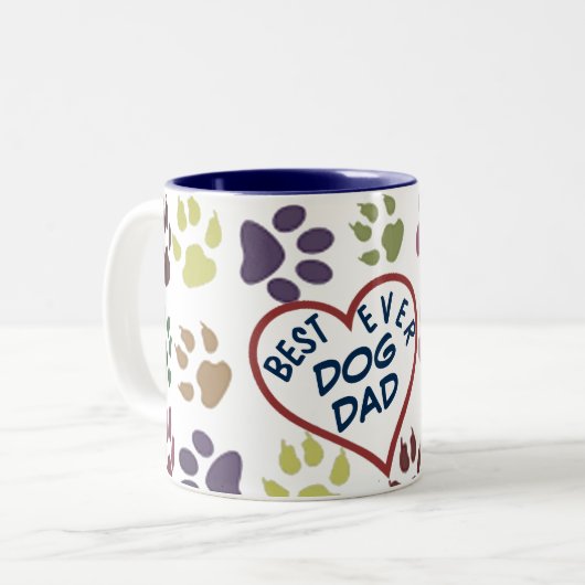 Beste ooit Pap Gift Mok - Heart Paws Dog Dad Gift (Voorkant links)