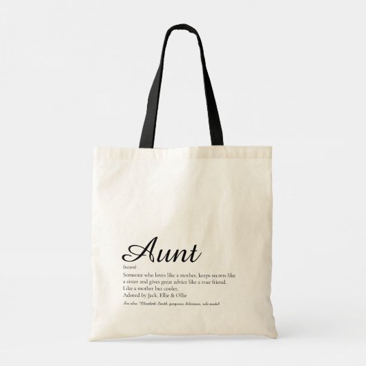 Beste Ooit Tante Definitie Quote Trendy Schrift Tote Bag (Achterkant)
