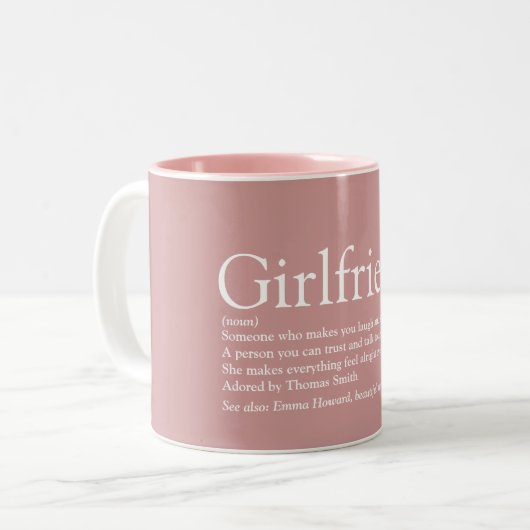 Beste ooit Vriendin Definition Girly Pink Tweekleurige Koffiemok (Voorkant links)