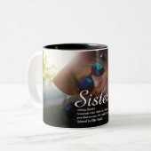 Beste Ooit Zus Definitie Chic Script Foto Tweekleurige Koffiemok (Voorkant links)