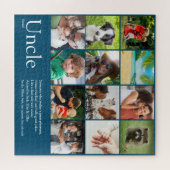 Beste Oom Fotocollage Fun Modern Blauw Legpuzzel (Horizontaal)