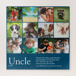 Beste Oom Fotocollage Fun Modern Blauw Legpuzzel