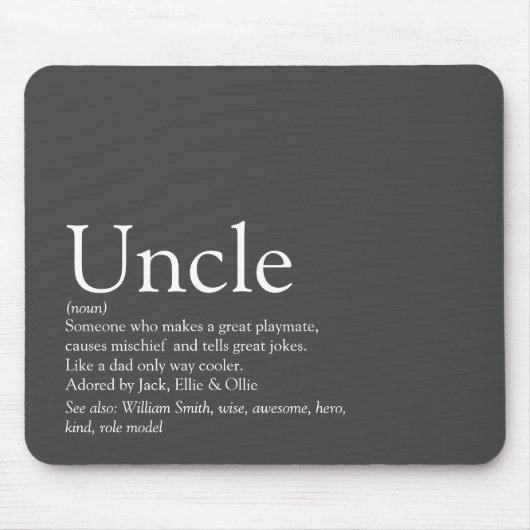 Beste Oom Funcle Definitie Modern Grijs Muismat (Voorkant)