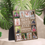 Beste oom ooit 12 foto collage gepersonaliseerd ho fotoplaat<br><div class="desc">Creëer uw eigen fotocollage met 12 favoriete afbeeldingen op een houtextuurachtergrond.Personaliseer uw persoonlijke foto's met familiefoto's. Maakt een schat cadeau voor de favoriete oom voor verjaardag,  feestdagen en vaderdag.</div>