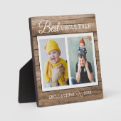 Beste oom ooit 2 foto collage rustiek hout fotoplaat (Voorkant)