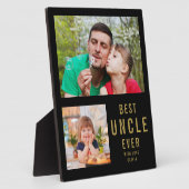 Beste oom ooit 2 foto collage zwart en goud fotoplaat (Zijkant)