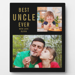 Beste oom ooit 2 foto collage zwart en goud fotoplaat